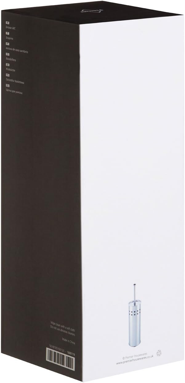 Housewares Square Design Toilet Brush Holder - Stainless Steel