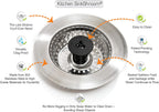Revolutionary Clog-Free Sink Strainer Basket with Stopper, Stainless Steel