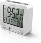 Radio-Controlled Alarm Clock RC550 (Sensor-controlled Night Light, Snooze, Temperature and Date Display) Plastic, White, 9.5 cm