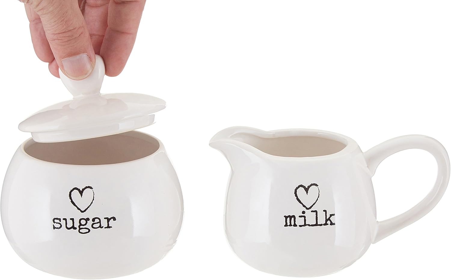 Premier Housewares Charm Milk and Sugar Set, White, Set of 2