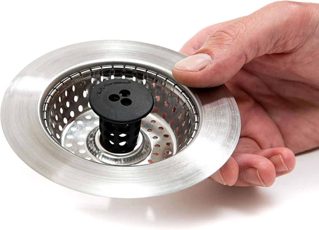 Revolutionary Clog-Free Sink Strainer Basket with Stopper, Stainless Steel