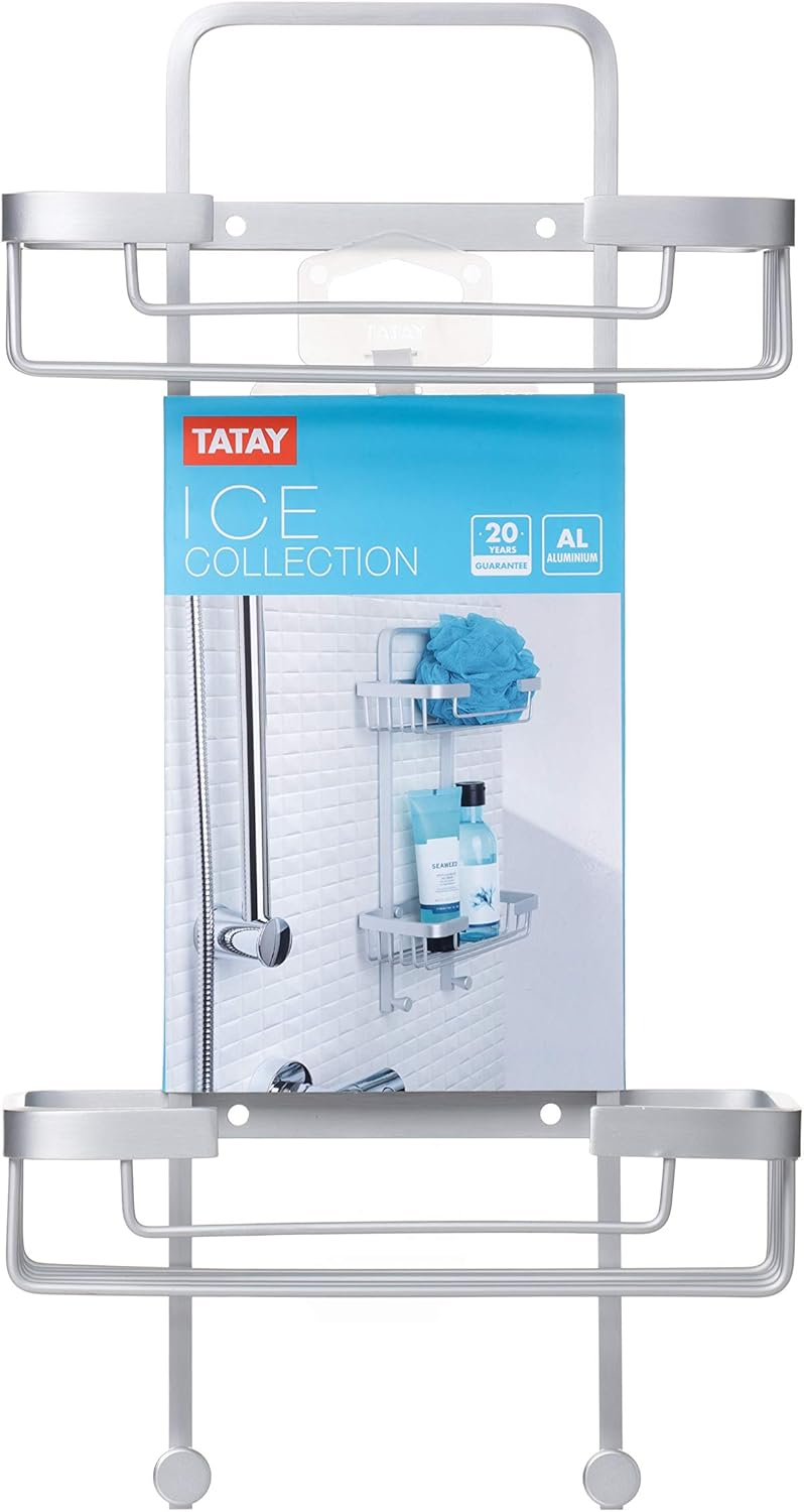 Ice Double Rectangular Storage Basket, 205 x 105 x 385, Silver
