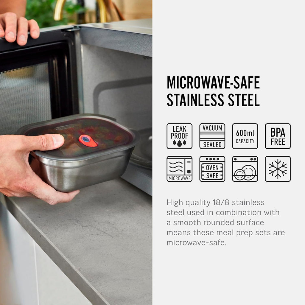 Microwavable Stainless Steel Lunch Box | Multi-Function, Vacuum Sealed Container for Healthy Food | Portable and Stackable Food Storage for Office and Outdoor | 40 oz / 1200 ml