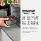 Microwavable Stainless Steel Lunch Box | Multi-Function, Vacuum Sealed Container for Healthy Food | Portable and Stackable Food Storage for Office and Outdoor | 40 oz / 1200 ml