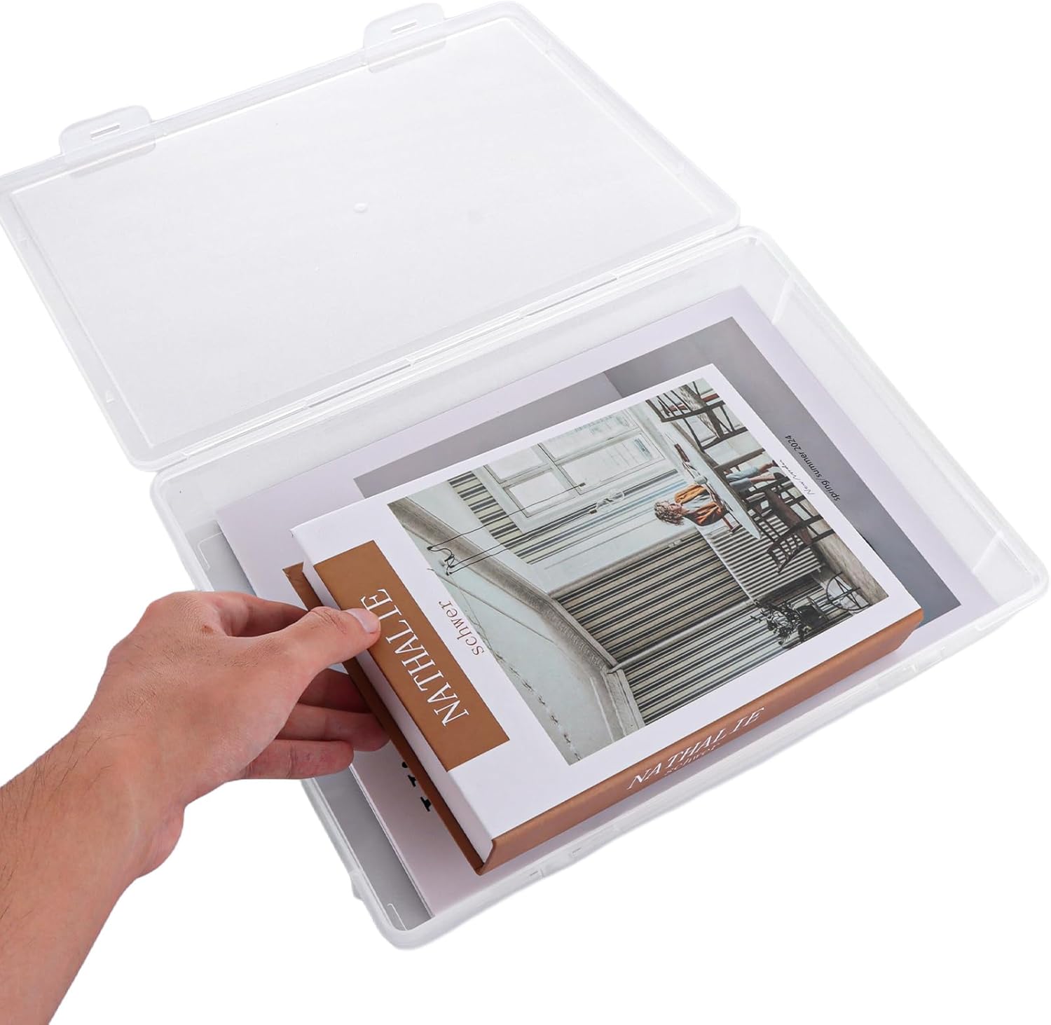 A4 Transparent Plastic Craft Storage Boxes with Lids for Art Supplies 2Pcs Clear Boxes Storage, 3.6 Litre Volume Plastic Organiser for Paper, Seed, Cards, Picture, Craft
