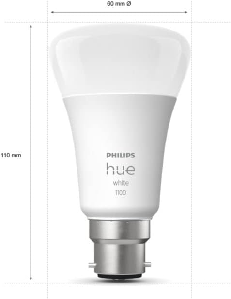 Philips Hue White Single Smart Bulb LED [B22 Bayonet Cap] - 1100 Lumens (75W Equivalent). Works with Alexa, Google Assistant and Apple Homekit