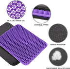 Gel Seat Cushion Double Thick - Honeycomb Breathable Office Chair Cushion for Back, Hip & Sciatica Pain Relief - Non-Slip Cool Gel Car & Wheelchair Cushion (Home/Work Use)