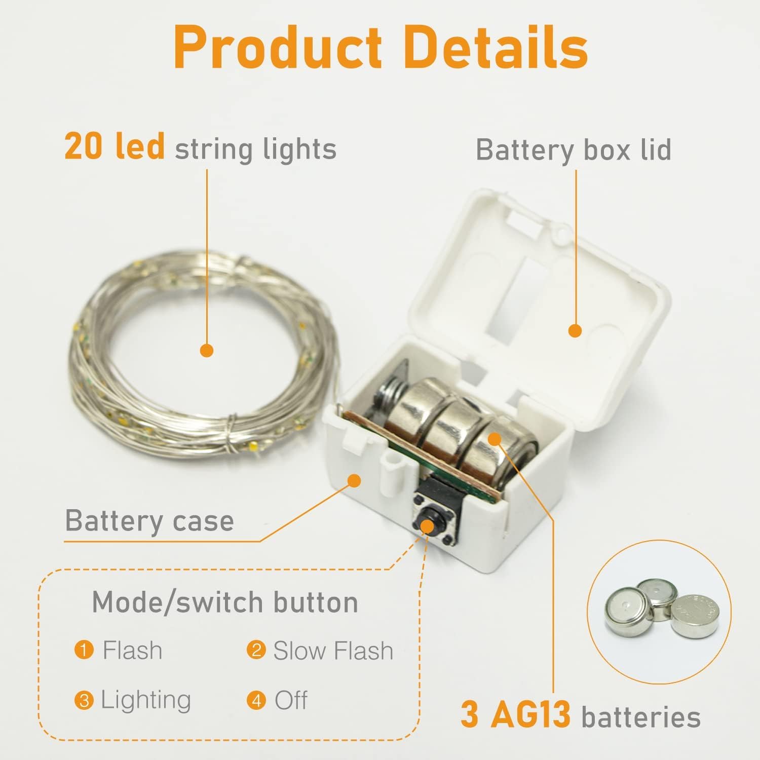 12 Pack 3 Modes LED Fairy Lights Battery Operated, 2M 20LED Mini String Lights Battery Powered IP65 Waterproof Silver Wire Small Fairy Lights Indoor Outdoor for Jars, Christmas, Party, Bedroom