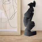 Thinker Statue, Silence is Gold Abstract Art Sculpture, Ponder Statue, Creative Resin Figurine, Modern Home Ornament, Decoration for Home Room Study Office Table Shelf (Black)