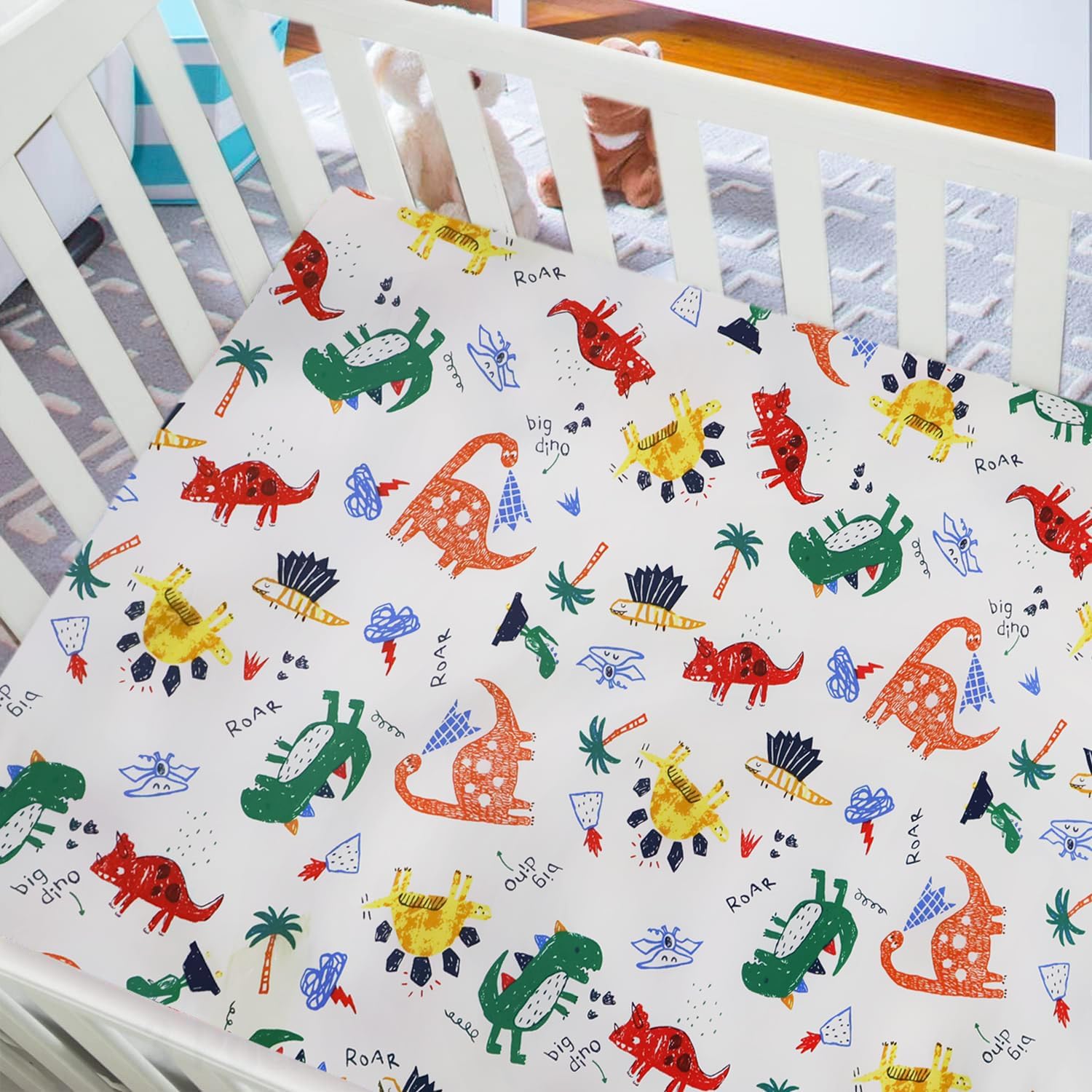 Cot Fitted Sheets 120 x 60 cm 100% Soft Cotton Jersey (Dinosaur, 120x60) Secondary image