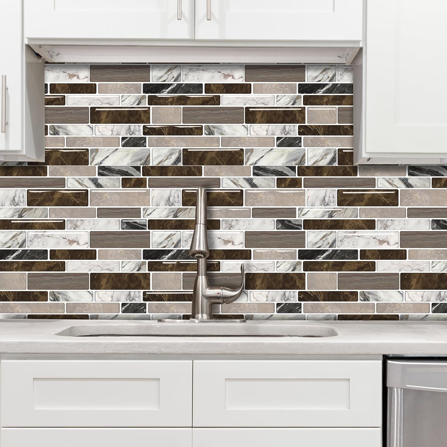 Tiles Self Adhesive Stick On Kitchen Tiles Kitchen Backsplash Self Adhesive Decal for Walls Bathroom Tile Transfers Sticker Marble Wall Sticker for Bathroom Waterproof Wall Decals 30×30