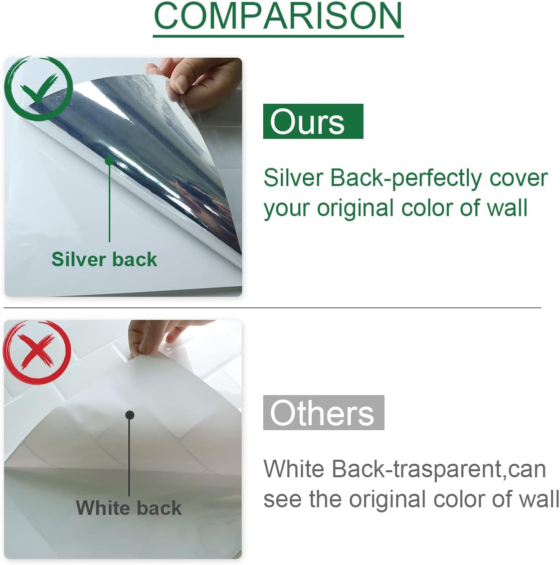 10-Sheets 3D Self Adhesive Peel and Stick Wall Tiles, Splashback & Metro Subway Tiles for Kitchen & Bathroom (30.5x30.5cm)