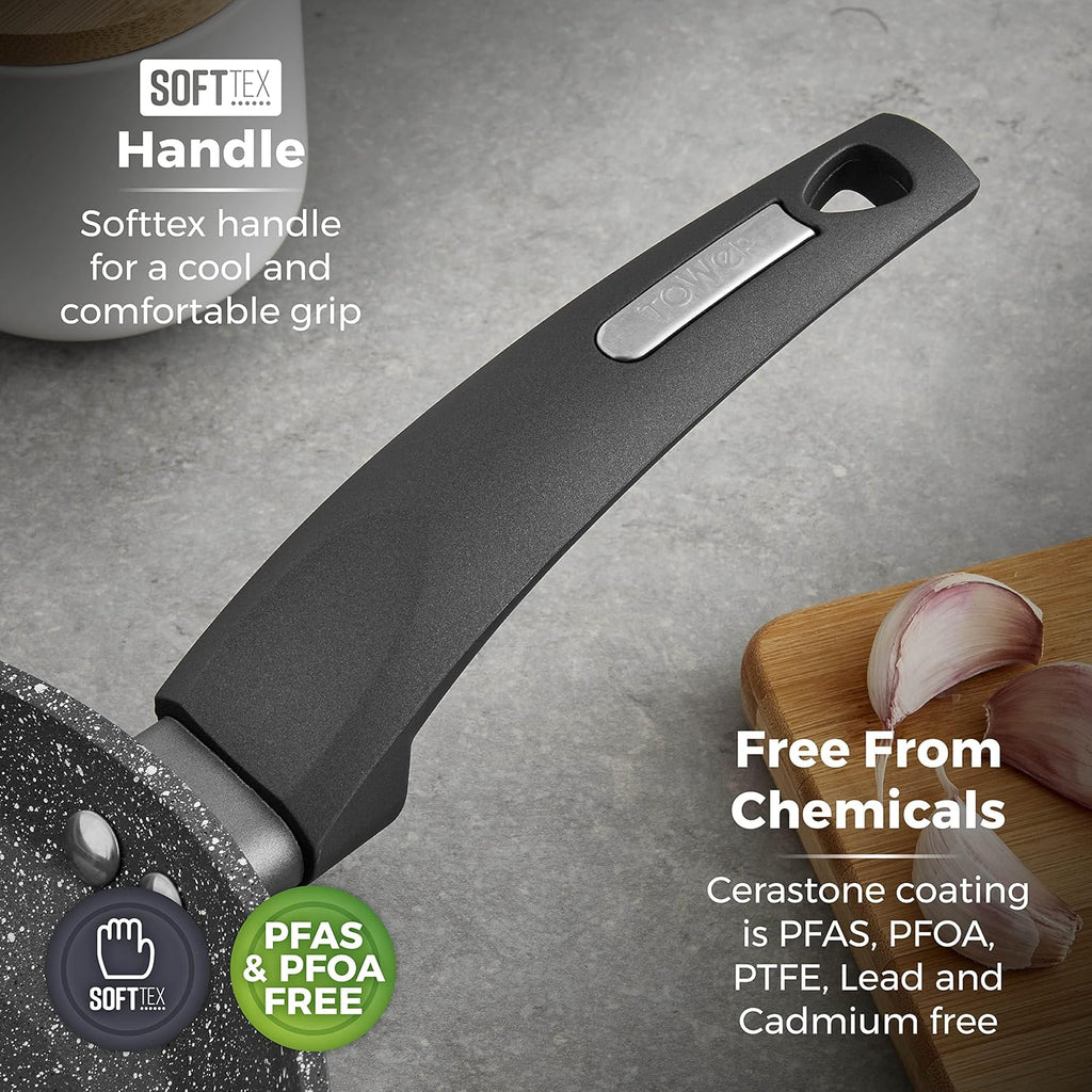Cerastone T81222 Forged Frying Pan with Non-Stick Coating and Soft Touch Handles, Graphite, 20 cm