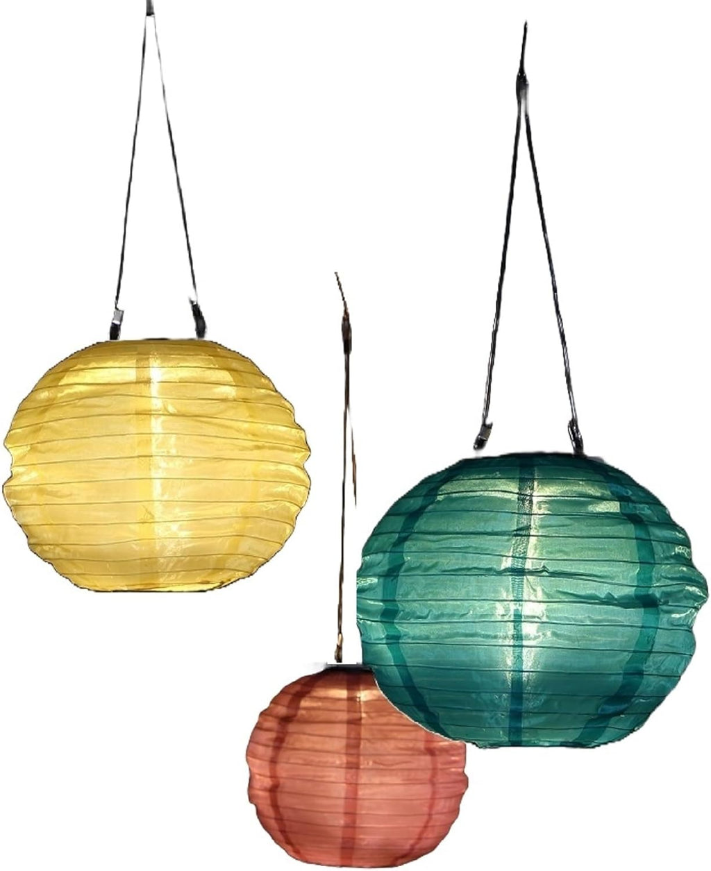 Solar Mandarin Round Lantern, 25 cm, Colour May Vary (Pack of 1), Yellow/Rose/Green