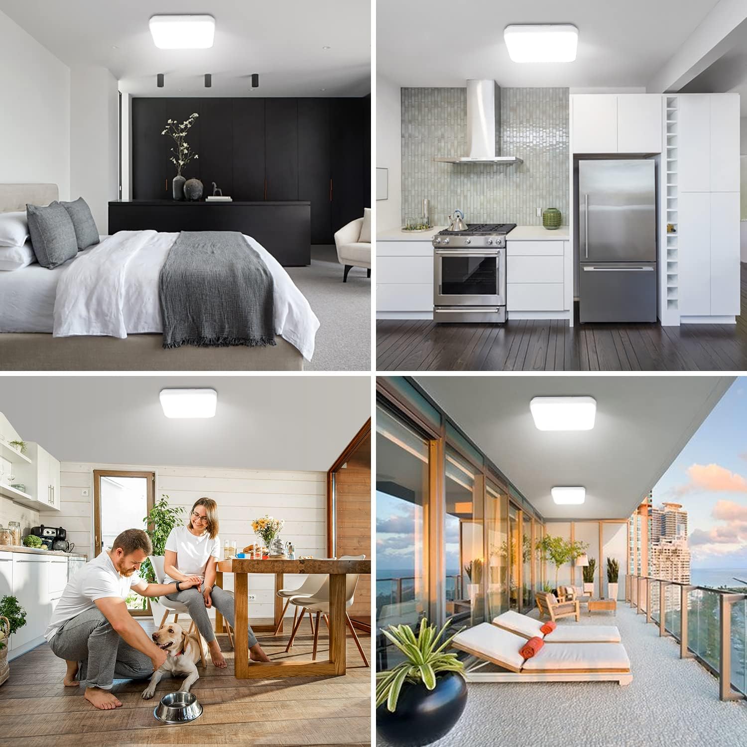 Ceiling Lights 24W, 2400lm Super Bright Square LED Ceiling Light, Daylight White 5000K, IP44 Waterproof Bathroom Light, for Office, Living Room, Bedroom, Kitchen, Hallway, Porch
