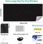 100% Blackout Blind,200 x 145 CM Stick on Blackout Blinds for Windows,No Drill Portable Temporary Fits Any Size Blackout Blinds with 20PCS Hook and Loop Tapes for Bedroom Loft Car Travel