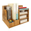 4-Tier Wooden Desk Organizer Diy Office Supplies Storage Box Large Capacity Desk Tidy Storage Holder Sorter For A4 Papers, Pens, Books, Letters And Documents(Cherry Wood)