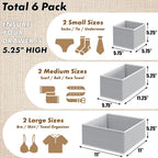 Simple Houseware Foldable Cloth Storage Box Closet Dresser Drawer Divider Organizer Basket Bins for Underwear Bras, Gray (Set of 6)