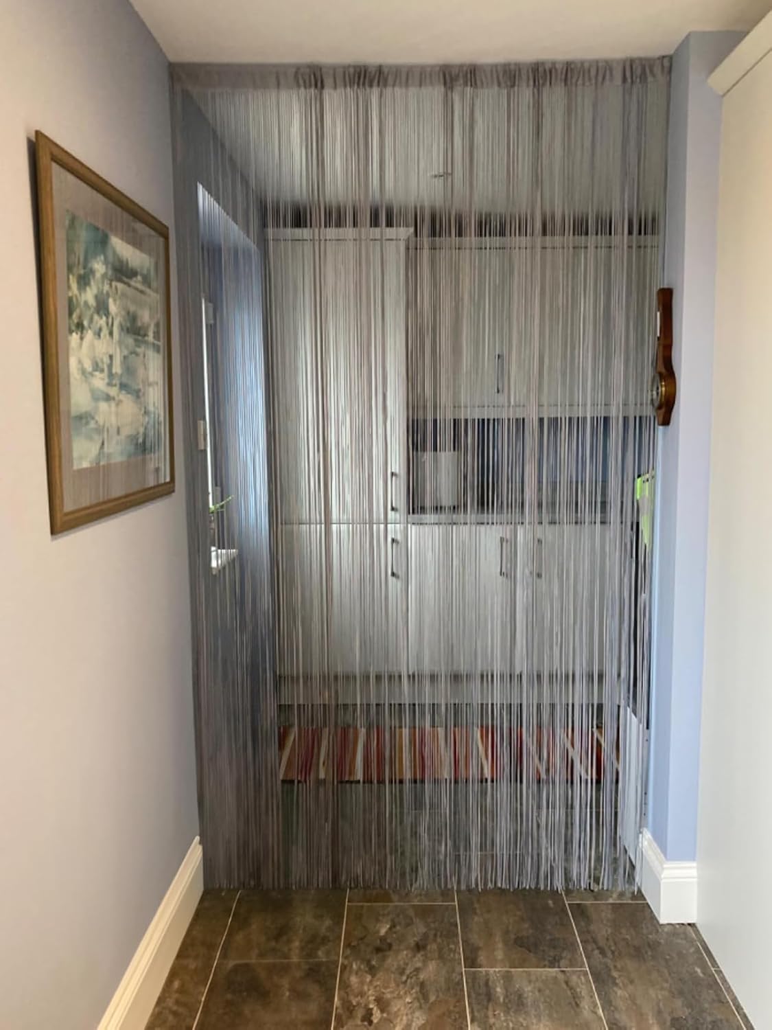 String Curtain, Door Fly Screen Curtains, Door Strings, Tassel Curtains for Doorway, Window Decor String Panel Stripe, Stylish Room Divider, Panel Fringe Curtain (Grey, 100 x 280 cm)
