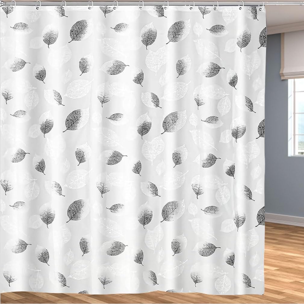 Shower Curtain for Bathroom, 100% PEVA Waterproof Anti-Mould Proof Resistant | Quick-Drying | Washable Bathroom Curtain | Includes 12 Pcs Curtain Hooks | 180 x 180 cm (71 x 71 Inch) | Foliage Main image