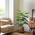 28" Artificial Plants Tropical Palm Tree Fake Monstera Tree in Pot Tall Faux Plant for Outdoor Indoor Home Garden Office Decoration
