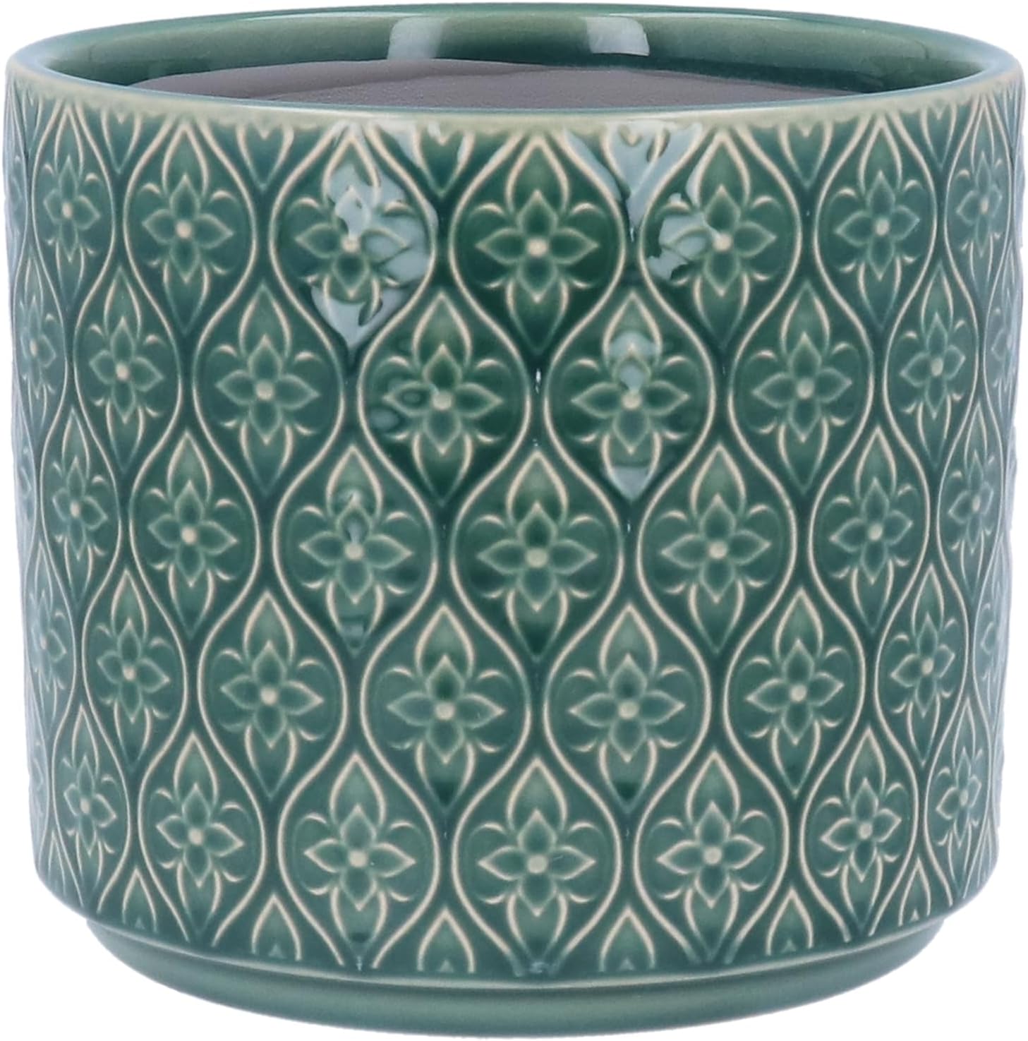 Gisela Graham Trellis Flower Design Plant Pot Cover (Green) Main image