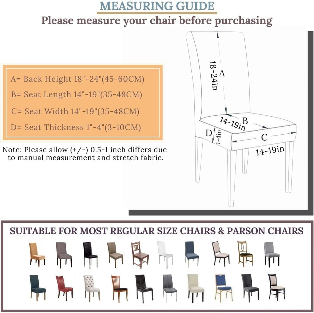 Dining Room Chair Covers Set of 4 Super Fit Stretch Removable Washable Dining Chair Protector Cover Seat Slipcover for Hotel, Dining Room, Ceremony, Banquet Wedding Party(Leaf Style)