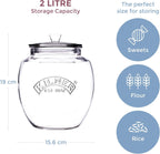 Universal Jar Push-Top Lid 2 Litre Glass Food Container with Silicone Seal Kitchen Pantry Storage for Dry Food Biscuits Sweets and Treats