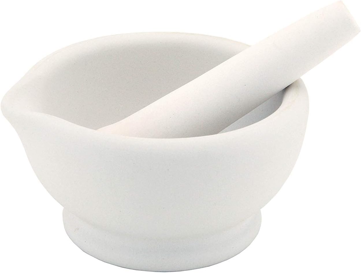 apollo THE HOUSEWARES BRAND Pestle and Mortar, Ceramic Spice and Herb Grinder, Great Gift Idea, Size: 12.5x12x7cm, White Main image