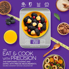 Digital Kitchen Scales 5kg/11lb with Large LCD Display, Food Scales with Large Stainless Steel Weighing Surface, Liquid Measurement, High Precision up to 1 g, Tare Function, Silver