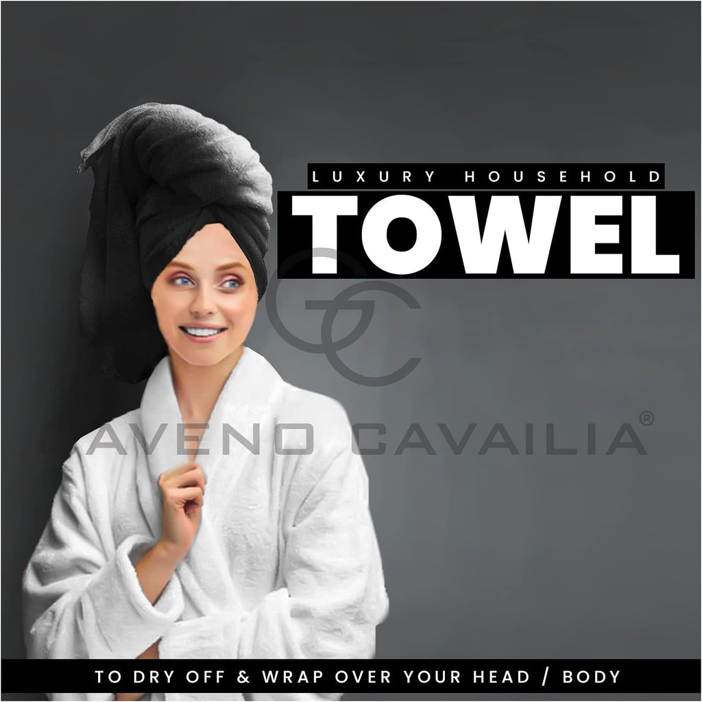 New Hampton Pack of 4 Bath Towel Set, 100% Ringspun Cotton, Extra Absorbent 450 GSM Luxury Bath Sheets, Black, 4PK