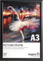 RAVENWOOD A3 (30x42cm) Black Picture Frame Acrylic (Non-Glass) Front Pack of 1