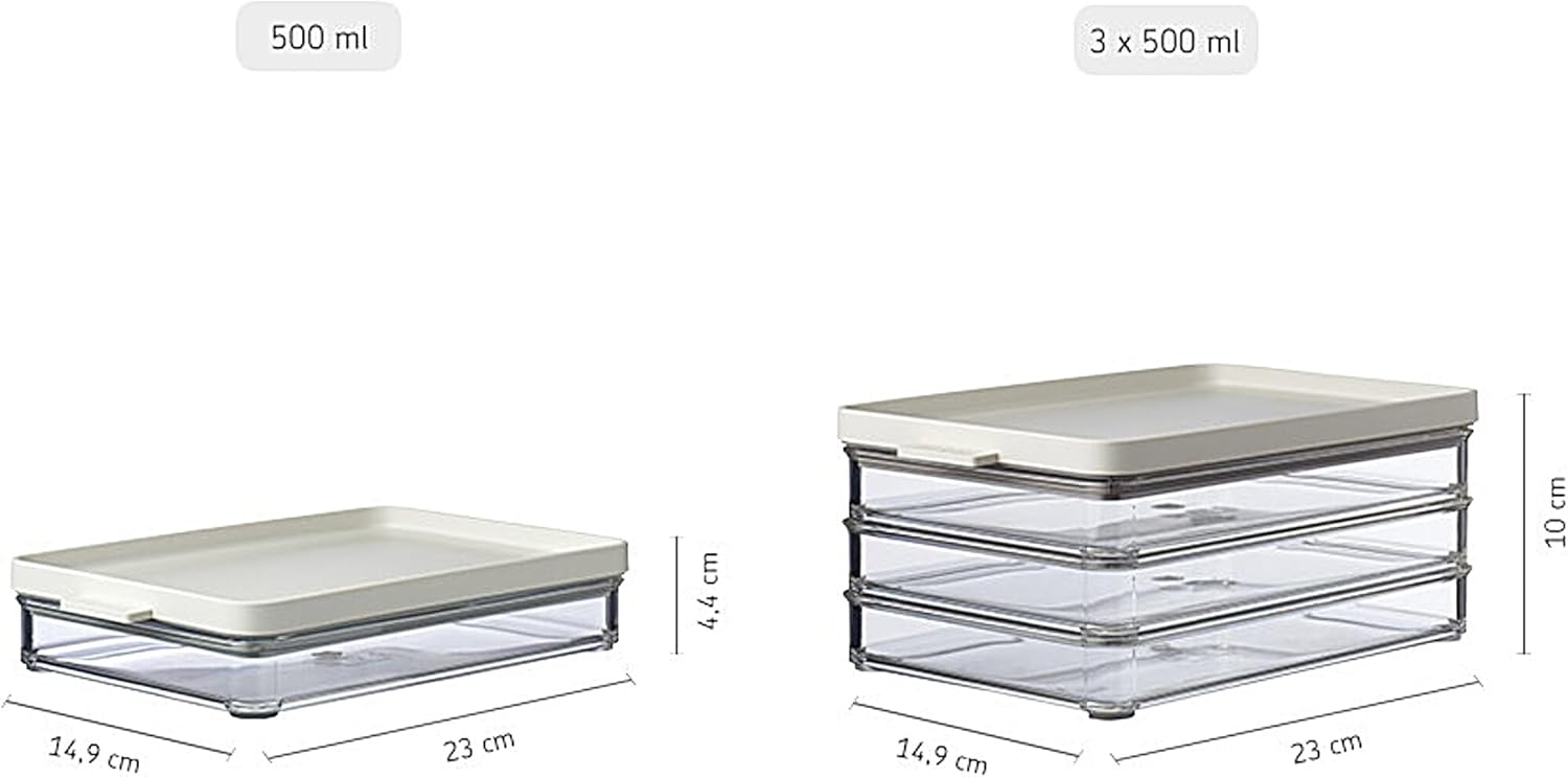 Meat Fridge Storage Containers 3 Layers - Container with Lid for Meat - Fridge Container for Kitchen Storage & Organization - Dishwasher-safe - 3 x 500 ml - Nordic sage