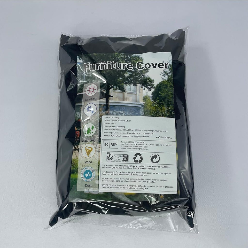 Garden Furniture Covers Waterproof, Outdoor Patio Table Covers Heavy Duty 210D Anti-UV Windproof Protective Cover for Outside Rattan Table and Chair Set (126x126x74cm)
