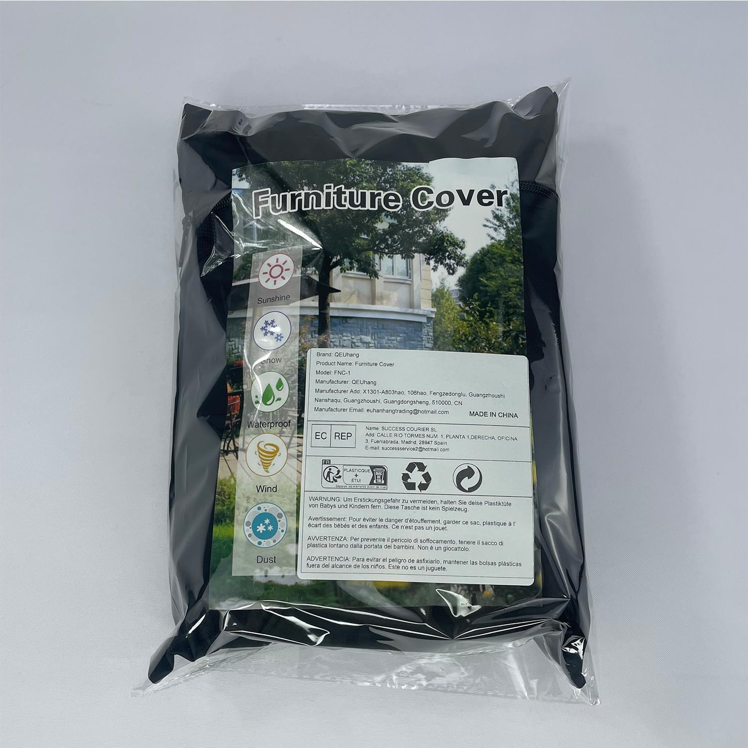 Garden Furniture Covers Waterproof, Outdoor Patio Table Covers Heavy Duty 210D Anti-UV Windproof Protective Cover for Outside Rattan Table and Chair Set (126x126x74cm)