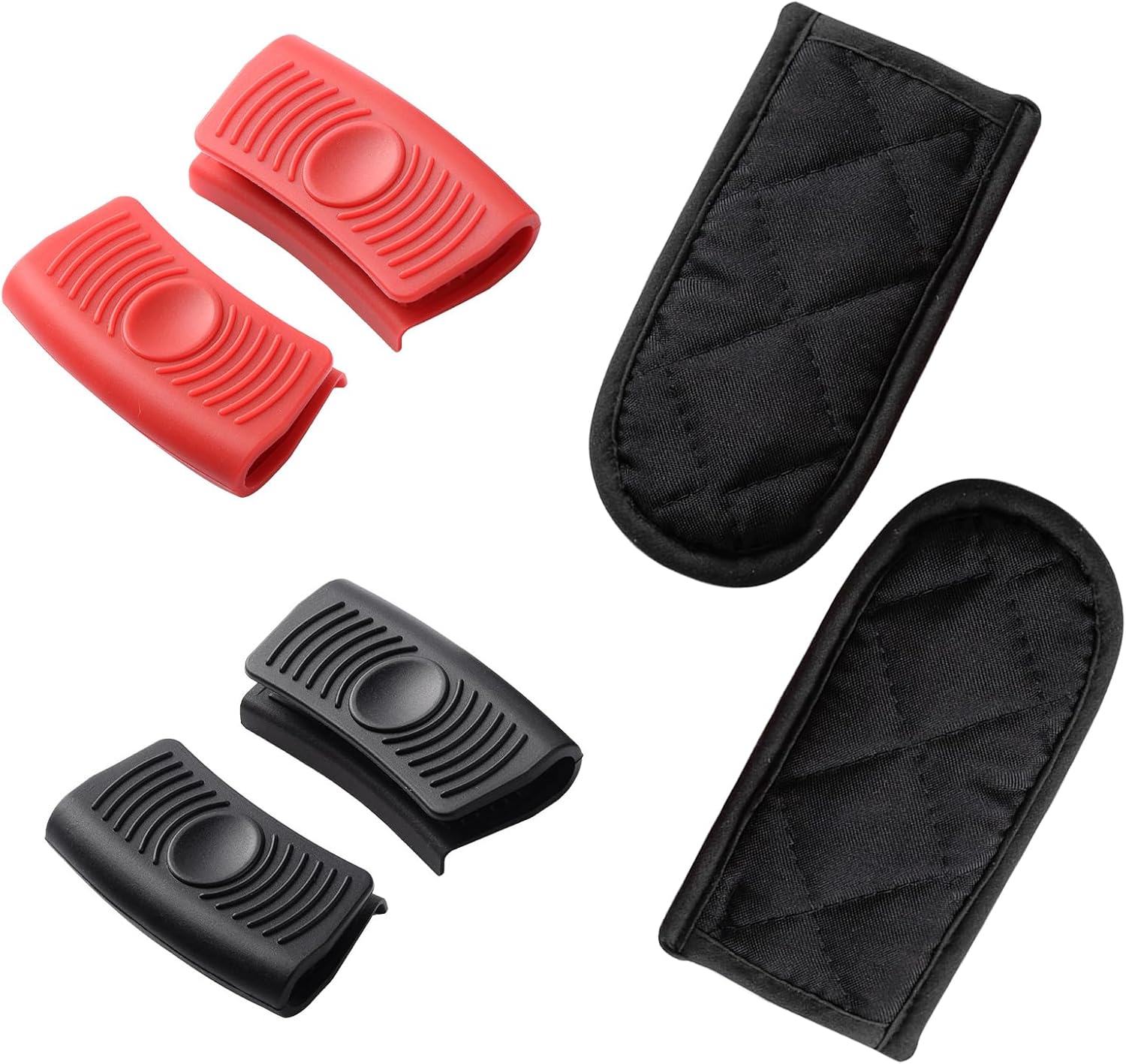 Pot Holder Set – 4 Silicone Pan Handle Covers & 2 Pieces Hot Handle Holders – Heat Resistant & Non-Slip Handle Grips for Frying Pans, Skillets & Griddle Pans