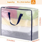 4 Pack Clear Storage Bags with Zip, 75L Moving Bags Clothes Storage Bags Moving Totes Packing Bags for Moving Clothes Bedding Duvet Pillow Blanket Toys Storage Wrapping Paper Storage