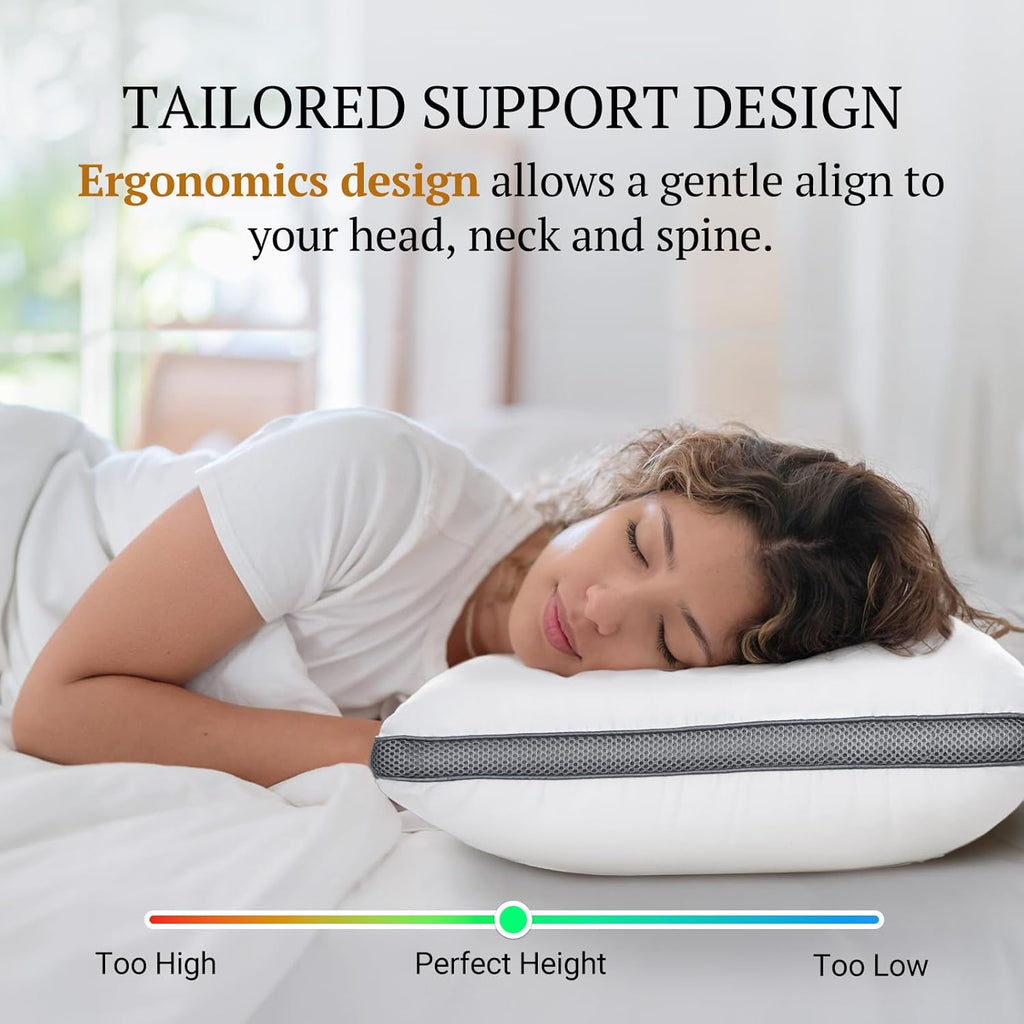Pillows 2 Pack Hotel Quality, 820GSM Microfiber Filled Luxury Pillows, Medium Firm for Head & Neck Support, Machine Washable