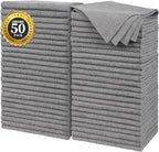 FIXSMITH Grey Microfibre Cleaning Cloth -Pack of 50, 16"X12" Cleaning Rags for Housekeeping and Kitchen, Reusable Shop Towels for Car, Lint Free, Scratch-Free, Highly Absorbent Microfibre Towels