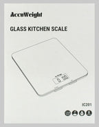201 Digital Kitchen Scales with Tempered Glass Platform (Batteries included), Electronic Weighing Food Scale with Backlit LCD, Multifunction for Office School Home Baking Cooking, 5kg/11lb