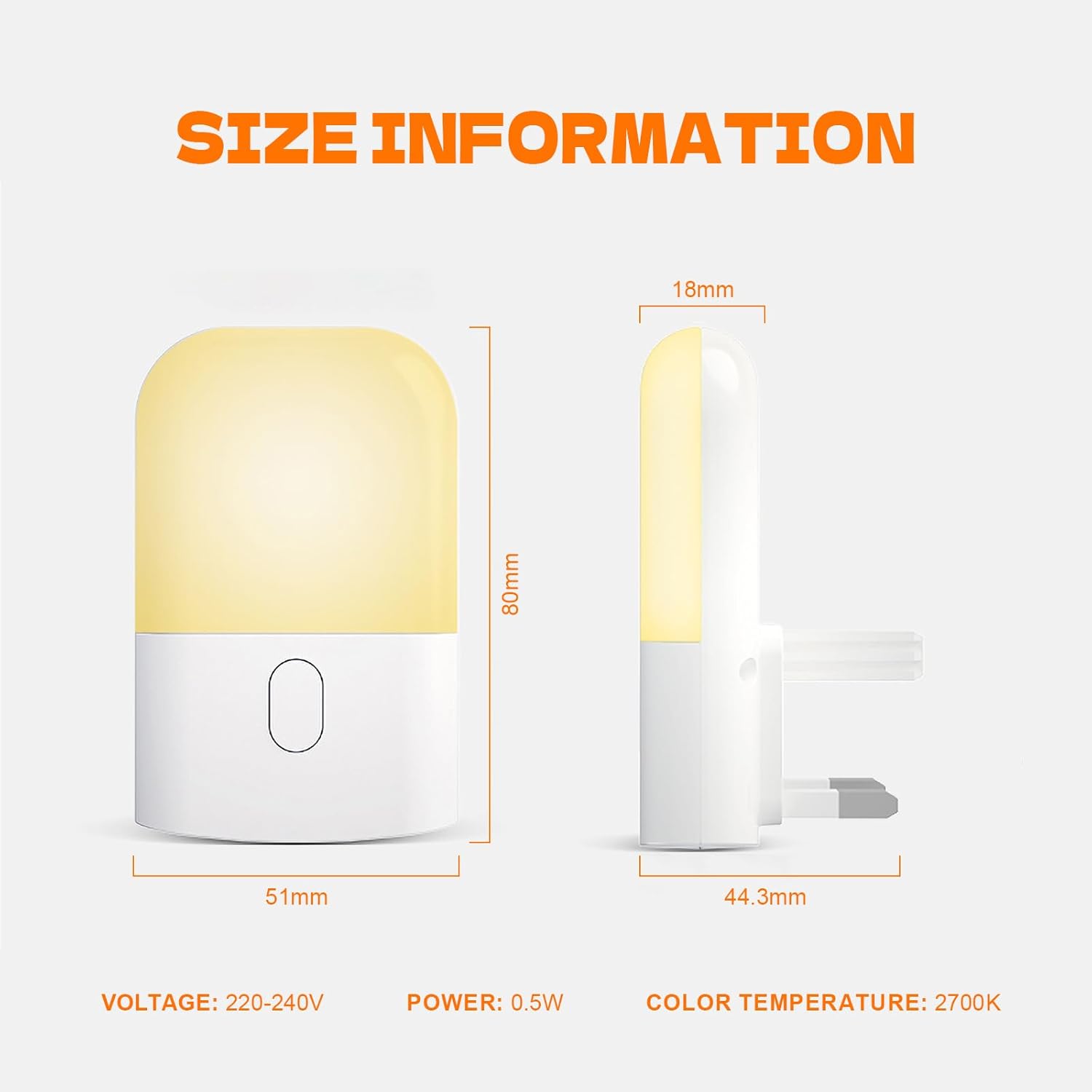 GD103UK-1 Night Light Plug in Wall with Dusk to Dawn Photocell Sensor, 4 Levels Brightness Adjustable, Night Light Kids for Children's Room, Hallway, Bedrooms, Garage, Warm White Secondary image