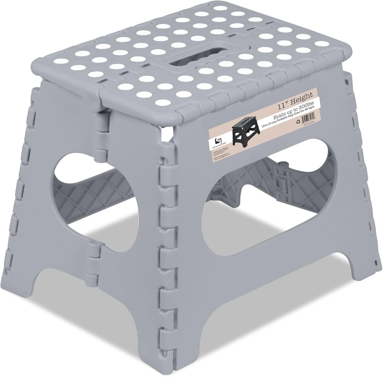 Super Strong Folding Step Stool - 11" - Sturdy Enough to Hold 300 Lb - Lightweight Foldable Step Stool for Adults and Kids - Opens with one Flip - Great for Kitchen, Bathroom and Bedroom