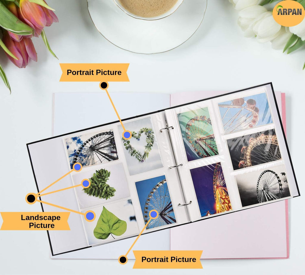 Large Slip In Photo Album Holds 500 Photos 6'' x 4'' Gold Stamp Padded Cover Black