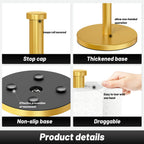 Gold Kitchen Roll Holder, Free Standing Paper Towel Holder with Suction Cups, Kitchen Towel Holders for Standard and Large Rolls, Suit for Kitchen, Dining Room,Bathroom
