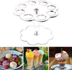 Anwangda Ice Cream Cone Holder Stand, 8 Holes Acrylic Ice Cream Stand, Reusable Detachable Transparent Acrylic Ice Cream Cone Holder for Party DIY(Transparent)
