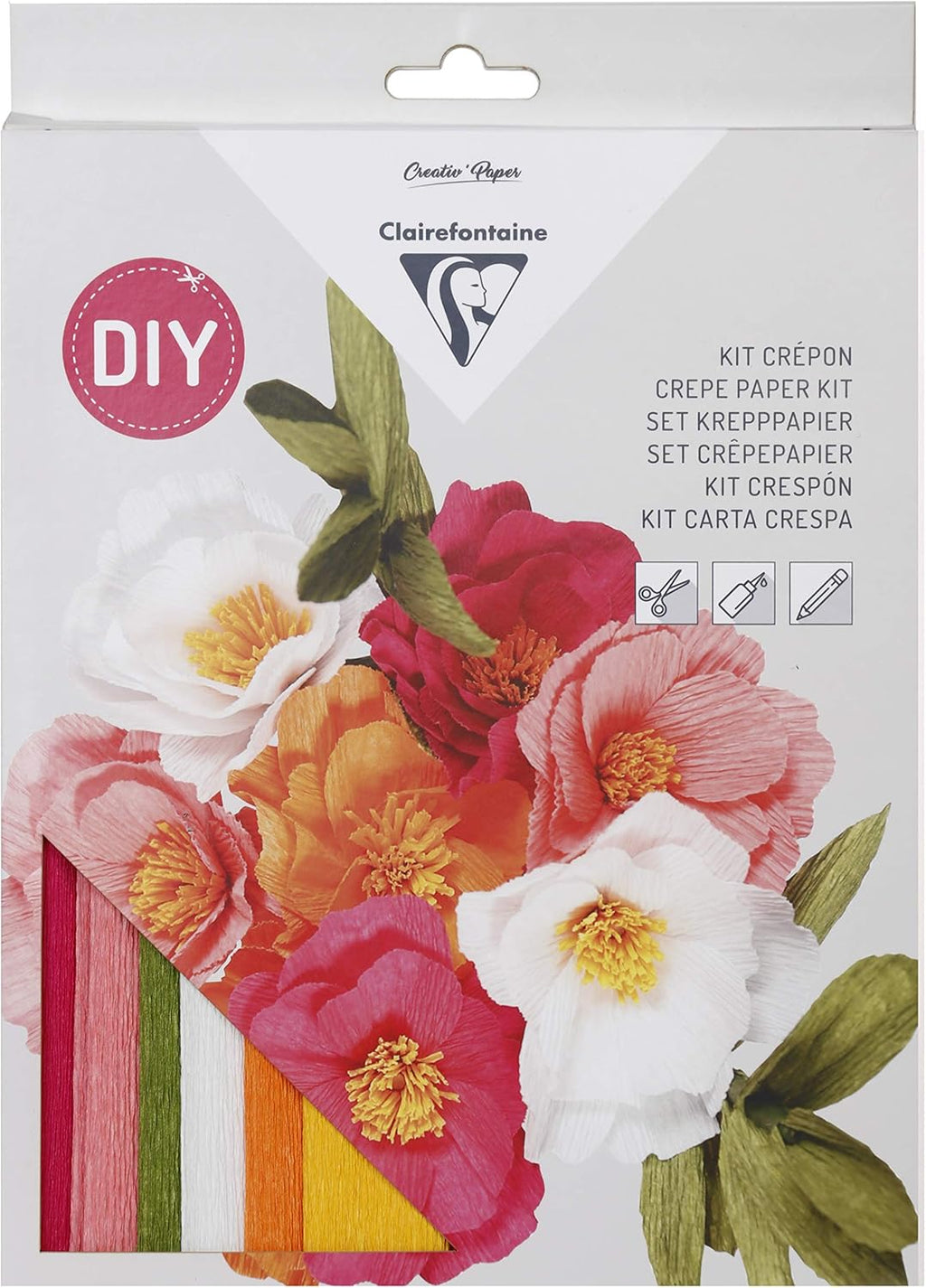 97705C Kit Crepon Florist DIY Bouquet of Flowers Paper Crepe Floral Adhesive Tape Step by Step Included Creative - leisure Arts & Crafts, medium