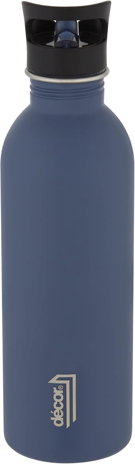Snap n Seal 1L Stainless Steel Water Bottle with Straw, BPA Free - Leakproof Metal Flask with Carry Handle for School, Travel, Work & Gym - Ideal Drinking Bottle for Kids & Adults - Navy.