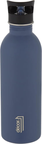 Snap n Seal 1L Stainless Steel Water Bottle with Straw, BPA Free - Leakproof Metal Flask with Carry Handle for School, Travel, Work & Gym - Ideal Drinking Bottle for Kids & Adults - Navy.