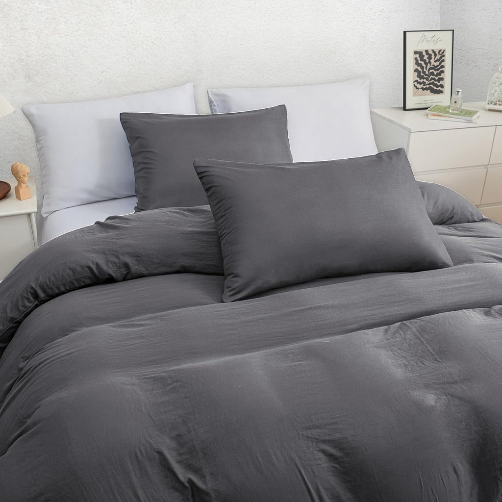 Single Duvet Cover Set Pack Of 4 - Pre-Washed Microfibre Bedding Set for Added Softness & Comfort - Lightweight Premium Quilt Cover Set for All Seasons With Zipper Closure