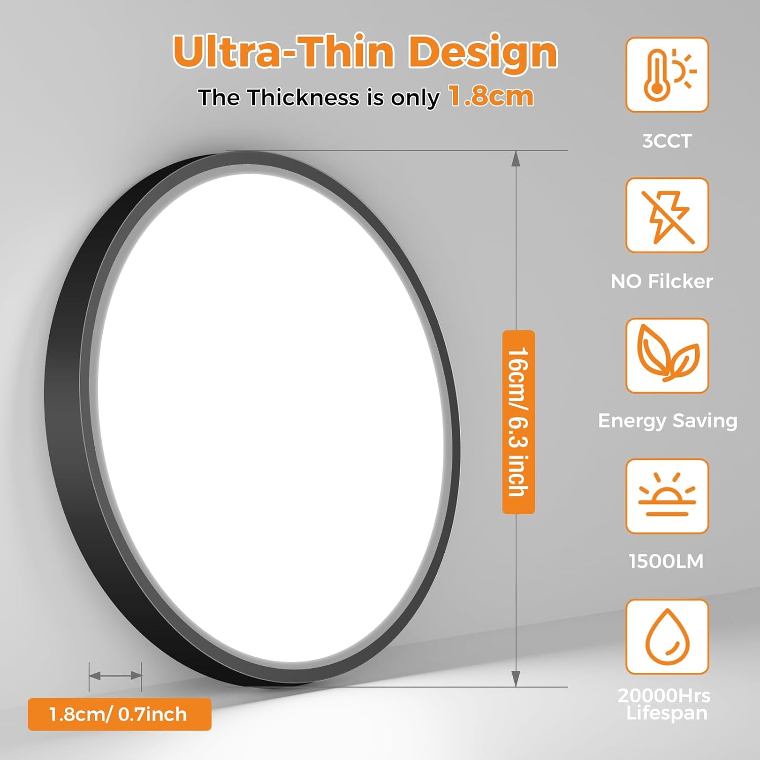 Bathroom Light, 3000K/4000K/6500K 3 Color Temperature, Waterproof IP54, Small, Round, Modern, Flush Ceiling Light for Bathroom, Kitchen, Bedroom, Hallway and More